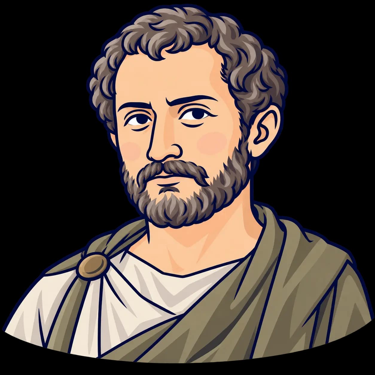 aristotleを描いたフラットなイラスト肖像