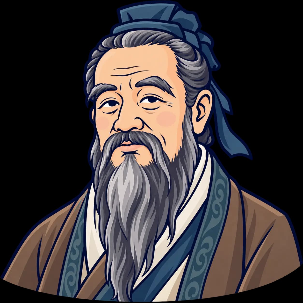 confuciusを描いたフラットなイラスト肖像