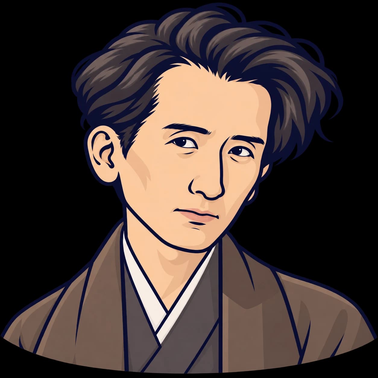 dazaiを描いたフラットなイラスト肖像