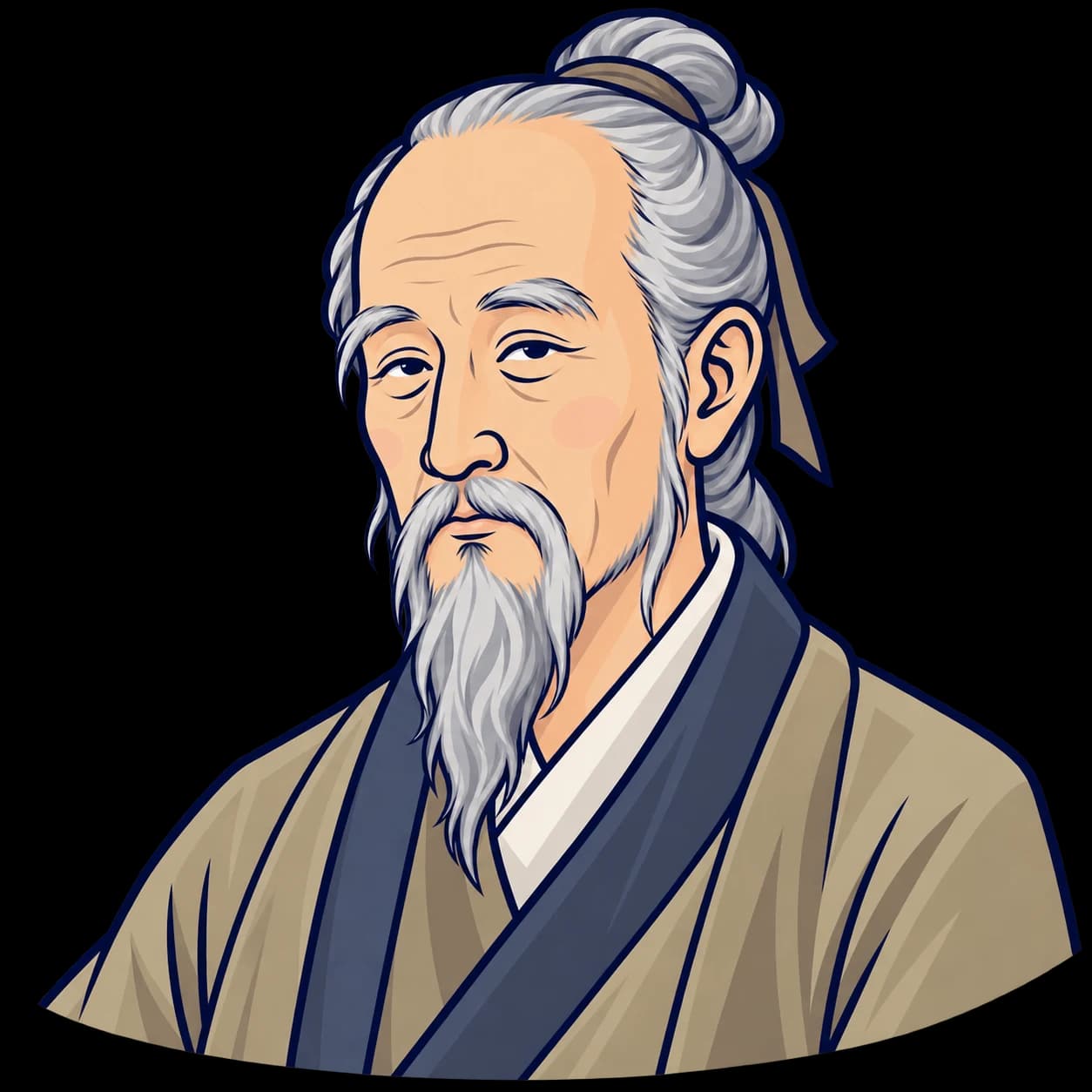 laoziを描いたフラットなイラスト肖像
